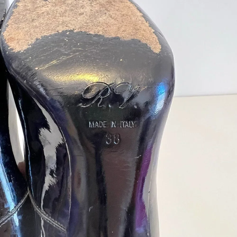 Roger Vivier Black Patent Leather Pumps with Silver Trompette Heels - Picture 7 of 8